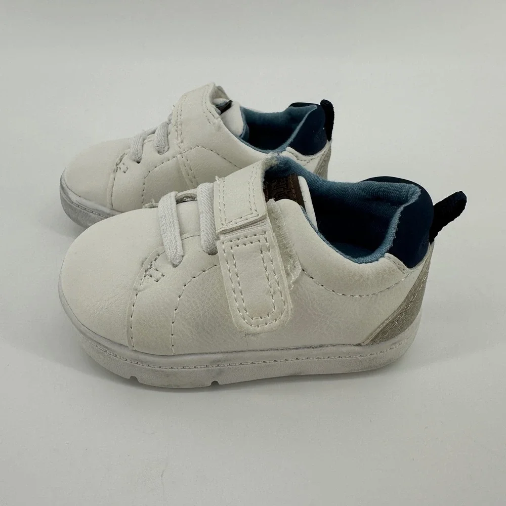 Carter's Every Step Kyle First Walker Sneakers White Navy Size 2.5 Hook & Loop